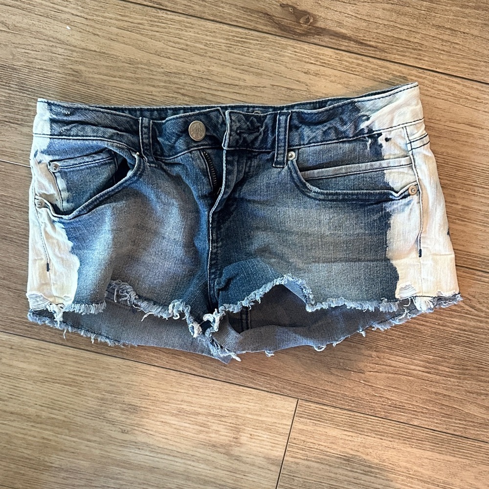 American Rag Distressed Blue Denim Shorts with White Side Panels
